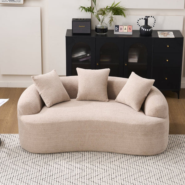 English Elm Old Sku Curved Chenille Loveseat with Foam Support and Three Pillows for Compact Living W2231P495094