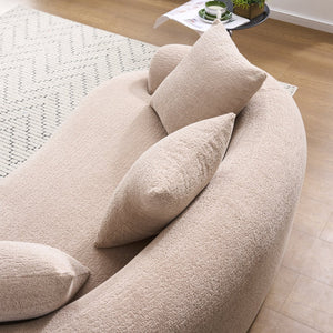 English Elm Old Sku Curved Chenille Loveseat with Foam Support and Three Pillows for Compact Living W2231P495094
