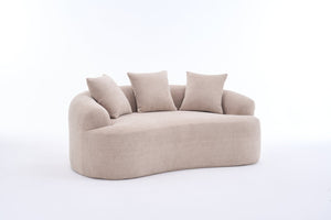 English Elm Old Sku Curved Chenille Loveseat with Foam Support and Three Pillows for Compact Living W2231P495094