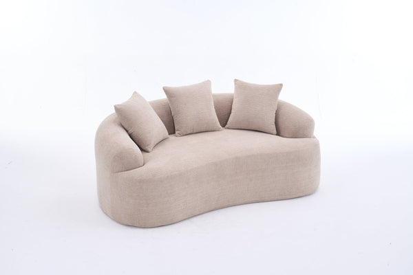 English Elm Old Sku Curved Chenille Loveseat with Foam Support and Three Pillows for Compact Living W2231P495094
