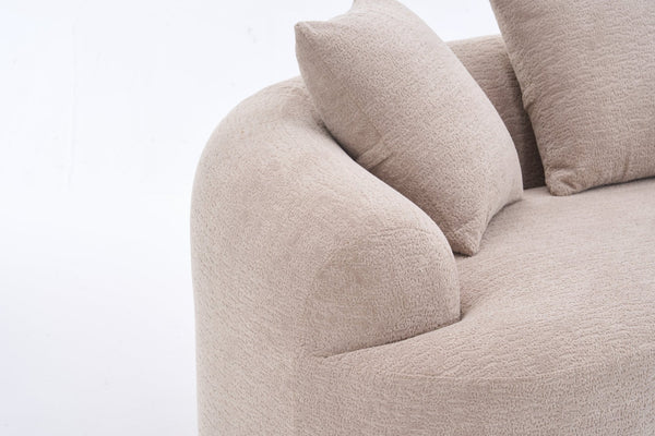 English Elm Old Sku Curved Chenille Loveseat with Foam Support and Three Pillows for Compact Living W2231P495094
