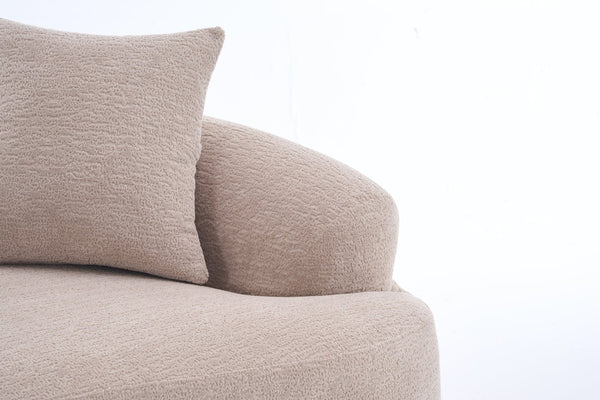 English Elm Old Sku Curved Chenille Loveseat with Foam Support and Three Pillows for Compact Living W2231P495094