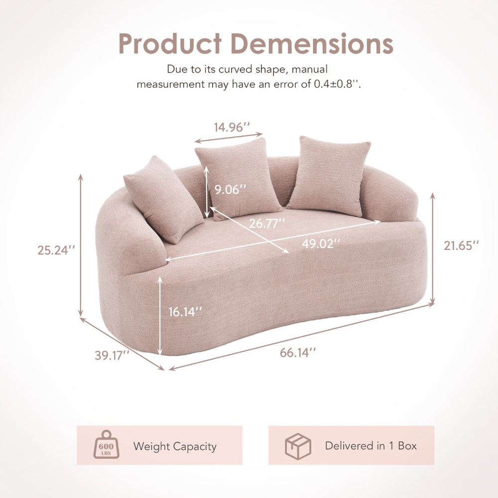 English Elm Old Sku Curved Chenille Loveseat with Foam Support and Three Pillows for Compact Living W2231P495094