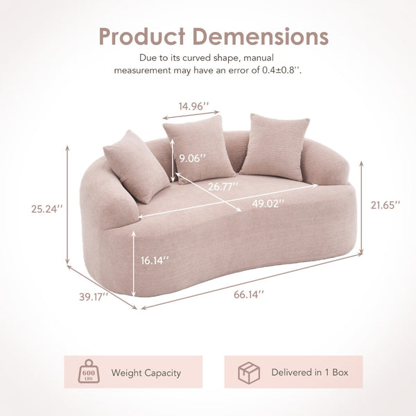 English Elm Old Sku Curved Chenille Loveseat with Foam Support and Three Pillows for Compact Living W2231P495094
