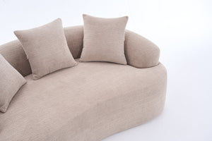 English Elm Old Sku Curved Chenille Loveseat with Foam Support and Three Pillows for Compact Living W2231P495094