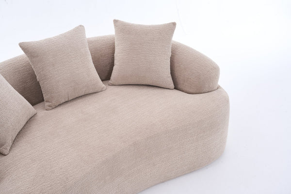 English Elm Old Sku Curved Chenille Loveseat with Foam Support and Three Pillows for Compact Living W2231P495094