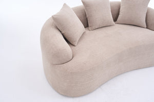 English Elm Old Sku Curved Chenille Loveseat with Foam Support and Three Pillows for Compact Living W2231P495094