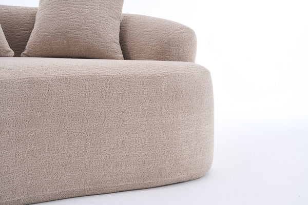 English Elm Old Sku Curved Chenille Loveseat with Foam Support and Three Pillows for Compact Living W2231P495094