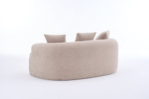 English Elm Old Sku Curved Chenille Loveseat with Foam Support and Three Pillows for Compact Living W2231P495094