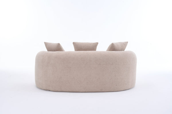 English Elm Old Sku Curved Chenille Loveseat with Foam Support and Three Pillows for Compact Living W2231P495094