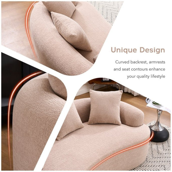 English Elm Old Sku Curved Chenille Loveseat with Foam Support and Three Pillows for Compact Living W2231P495094