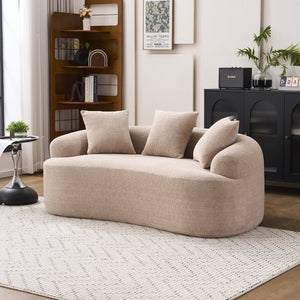 English Elm Old Sku Curved Chenille Loveseat with Foam Support and Three Pillows for Compact Living W2231P495094