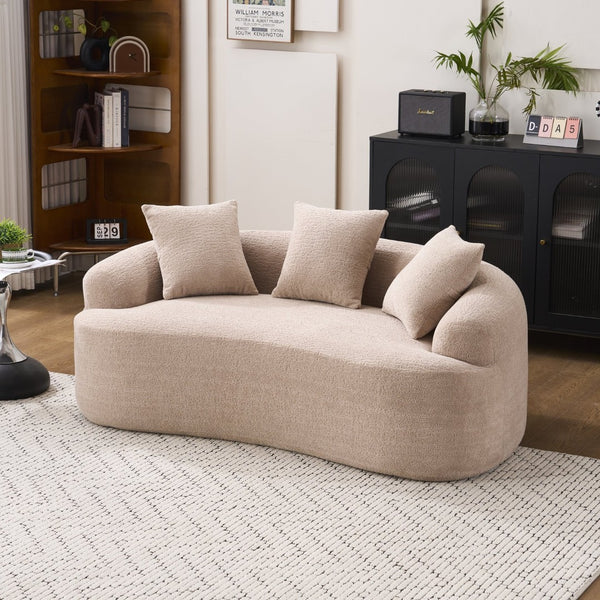 English Elm Old Sku Curved Chenille Loveseat with Foam Support and Three Pillows for Compact Living W2231P495094