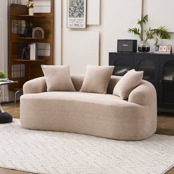 English Elm Old Sku Curved Chenille Loveseat with Foam Support and Three Pillows for Compact Living W2231P495094