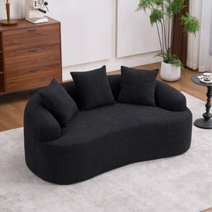 English Elm Ly-025S Curved Chenille Loveseat No Assembly Compact Sofa for Apartments and Small Spaces W2231P504437