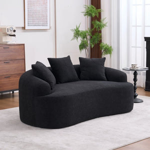 English Elm Ly-025S Curved Chenille Loveseat No Assembly Compact Sofa for Apartments and Small Spaces W2231P504437