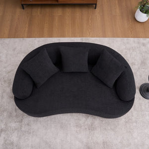 English Elm Ly-025S Curved Chenille Loveseat No Assembly Compact Sofa for Apartments and Small Spaces W2231P504437
