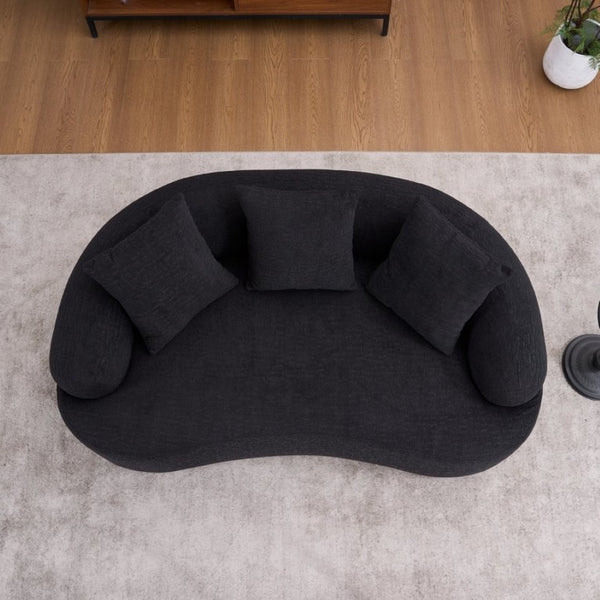 English Elm Ly-025S Curved Chenille Loveseat No Assembly Compact Sofa for Apartments and Small Spaces W2231P504437