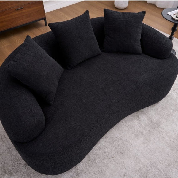 English Elm Ly-025S Curved Chenille Loveseat No Assembly Compact Sofa for Apartments and Small Spaces W2231P504437
