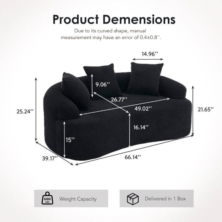 English Elm Ly-025S Curved Chenille Loveseat No Assembly Compact Sofa for Apartments and Small Spaces W2231P504437