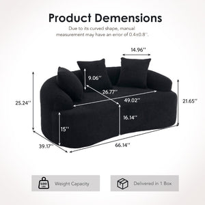 English Elm Ly-025S Curved Chenille Loveseat No Assembly Compact Sofa for Apartments and Small Spaces W2231P504437