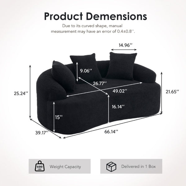 English Elm Ly-025S Curved Chenille Loveseat No Assembly Compact Sofa for Apartments and Small Spaces W2231P504437
