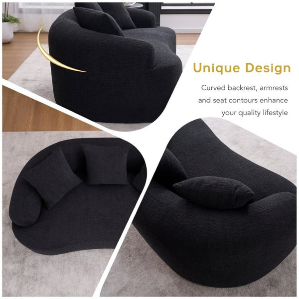 English Elm Ly-025S Curved Chenille Loveseat No Assembly Compact Sofa for Apartments and Small Spaces W2231P504437