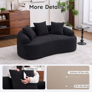 English Elm Ly-025S Curved Chenille Loveseat No Assembly Compact Sofa for Apartments and Small Spaces W2231P504437