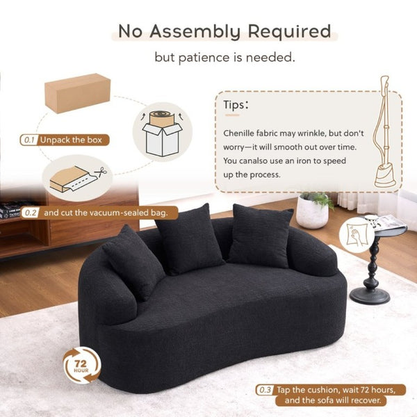 English Elm Ly-025S Curved Chenille Loveseat No Assembly Compact Sofa for Apartments and Small Spaces W2231P504437