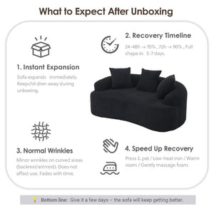 English Elm Ly-025S Curved Chenille Loveseat No Assembly Compact Sofa for Apartments and Small Spaces W2231P504437