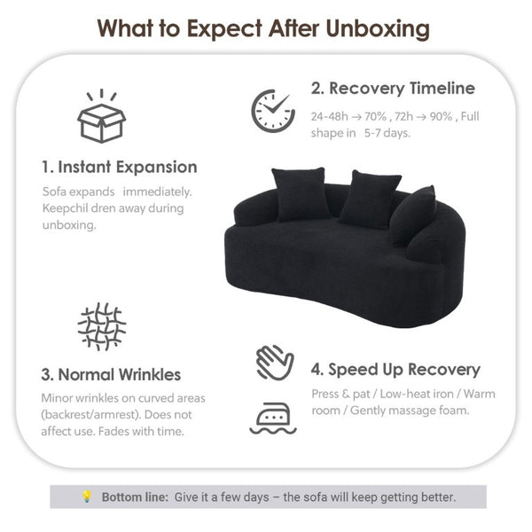 English Elm Ly-025S Curved Chenille Loveseat No Assembly Compact Sofa for Apartments and Small Spaces W2231P504437