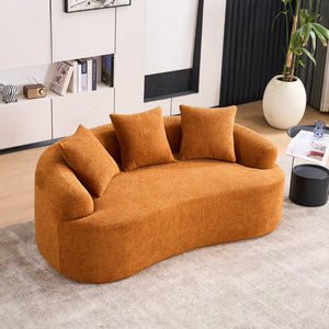 English Elm Old Sku Curved Chenille Loveseat Compact Apartment Sofa with Spring Foam Support 65 Inch W2231P524394