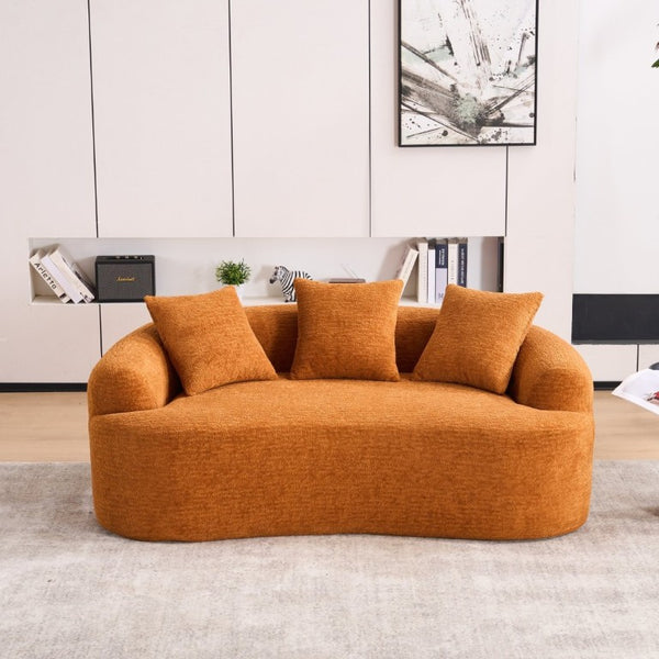 English Elm Old Sku Curved Chenille Loveseat Compact Apartment Sofa with Spring Foam Support 65 Inch W2231P524394