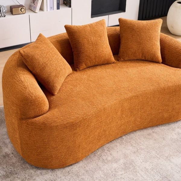 English Elm Old Sku Curved Chenille Loveseat Compact Apartment Sofa with Spring Foam Support 65 Inch W2231P524394