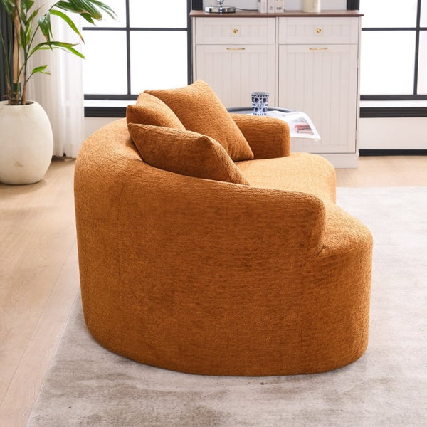 English Elm Old Sku Curved Chenille Loveseat Compact Apartment Sofa with Spring Foam Support 65 Inch W2231P524394