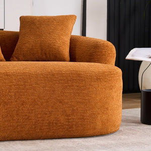 English Elm Old Sku Curved Chenille Loveseat Compact Apartment Sofa with Spring Foam Support 65 Inch W2231P524394