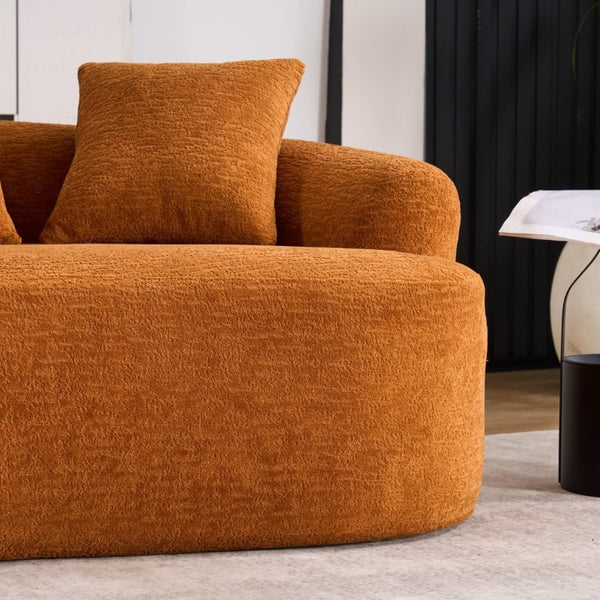 English Elm Old Sku Curved Chenille Loveseat Compact Apartment Sofa with Spring Foam Support 65 Inch W2231P524394