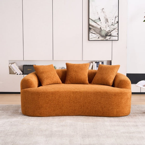 English Elm Old Sku Curved Chenille Loveseat Compact Apartment Sofa with Spring Foam Support 65 Inch W2231P524394