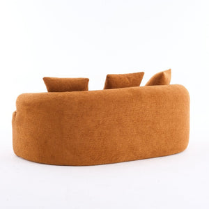 English Elm Old Sku Curved Chenille Loveseat Compact Apartment Sofa with Spring Foam Support 65 Inch W2231P524394