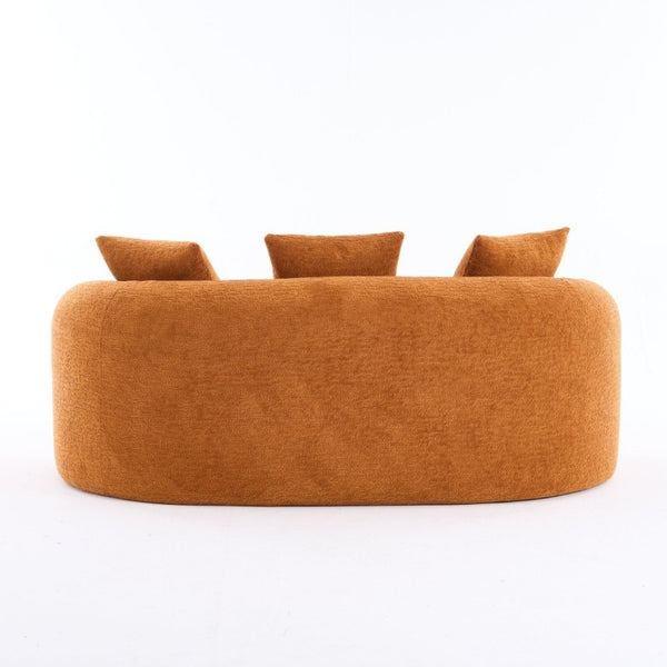 English Elm Old Sku Curved Chenille Loveseat Compact Apartment Sofa with Spring Foam Support 65 Inch W2231P524394
