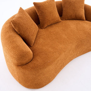 English Elm Old Sku Curved Chenille Loveseat Compact Apartment Sofa with Spring Foam Support 65 Inch W2231P524394