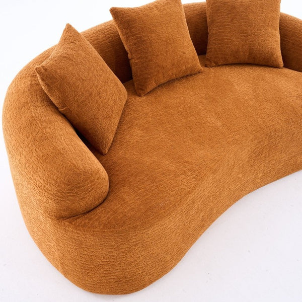 English Elm Old Sku Curved Chenille Loveseat Compact Apartment Sofa with Spring Foam Support 65 Inch W2231P524394