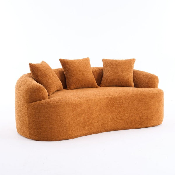 English Elm Old Sku Curved Chenille Loveseat Compact Apartment Sofa with Spring Foam Support 65 Inch W2231P524394