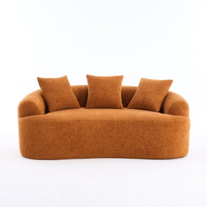 English Elm Old Sku Curved Chenille Loveseat Compact Apartment Sofa with Spring Foam Support 65 Inch W2231P524394