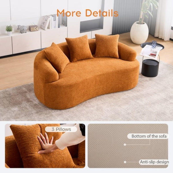 English Elm Old Sku Curved Chenille Loveseat Compact Apartment Sofa with Spring Foam Support 65 Inch W2231P524394