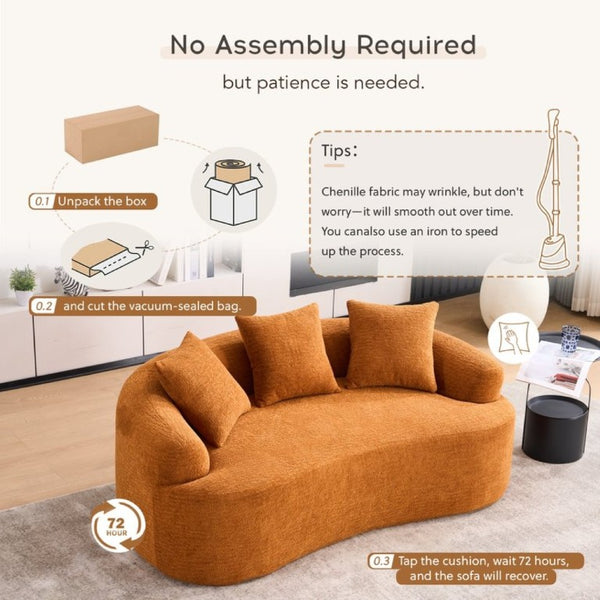 English Elm Old Sku Curved Chenille Loveseat Compact Apartment Sofa with Spring Foam Support 65 Inch W2231P524394