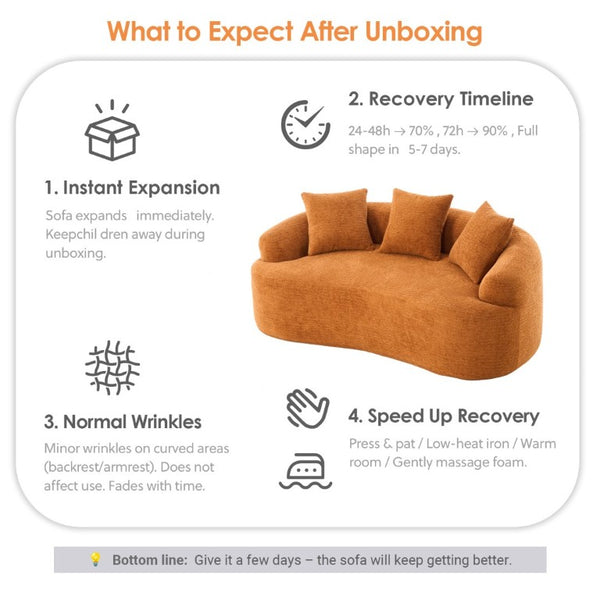 English Elm Old Sku Curved Chenille Loveseat Compact Apartment Sofa with Spring Foam Support 65 Inch W2231P524394