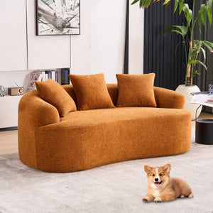 English Elm Old Sku Curved Chenille Loveseat Compact Apartment Sofa with Spring Foam Support 65 Inch W2231P524394