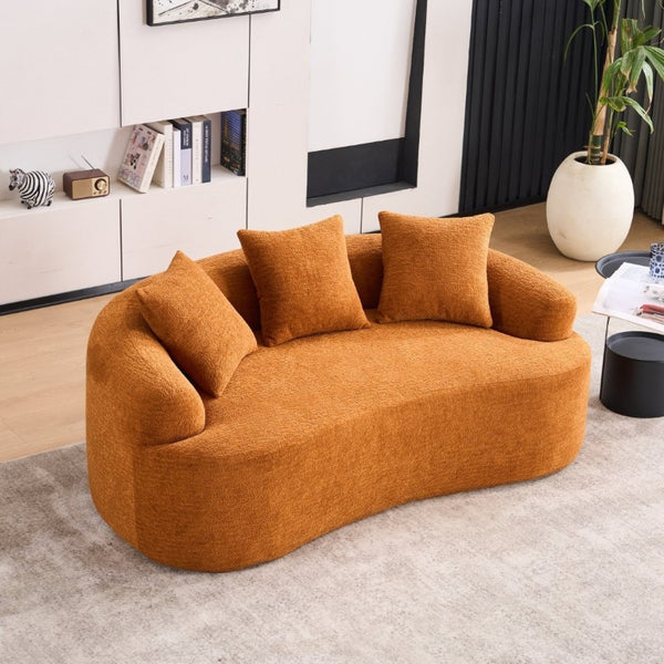 English Elm Old Sku Curved Chenille Loveseat Compact Apartment Sofa with Spring Foam Support 65 Inch W2231P524394