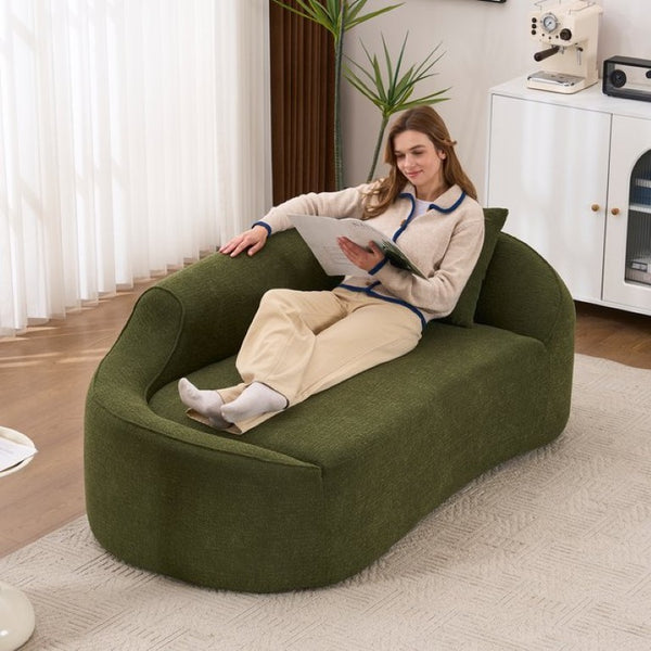 English Elm Old Sku Curved Chenille Chaise Longue Deep Seat Sleeper for Modern Living Spaces W2231P529763